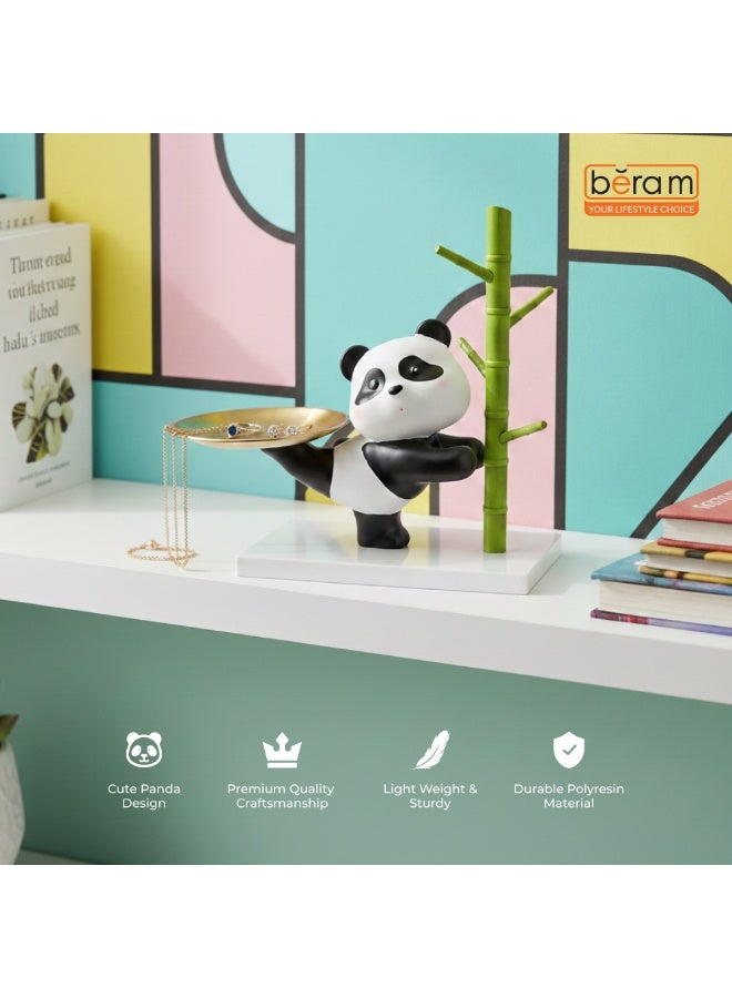 BERAM Panda Holder Décor Cute Resin Panda Figurine with Multi Purpose Tray Decorative Animal Sculpture for Keys Jewellery Candies Home Display Modern Desk Entryway Organizer - Image 3